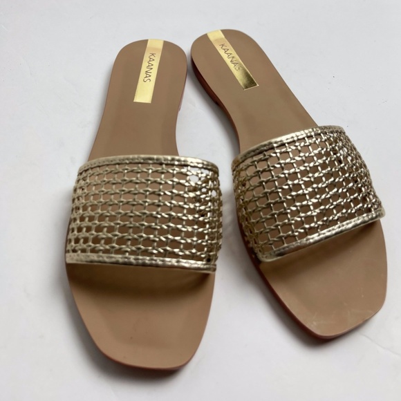 Kaanas Shoes - Kaanas Pipa Braided Slide Sandal Gold Tan Size 10